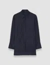 Joseph Habotai Silk Pleated Blouse In Blue