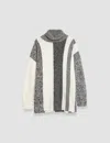 Joseph Bold Stripes High Neck Jumper In Ivory/black