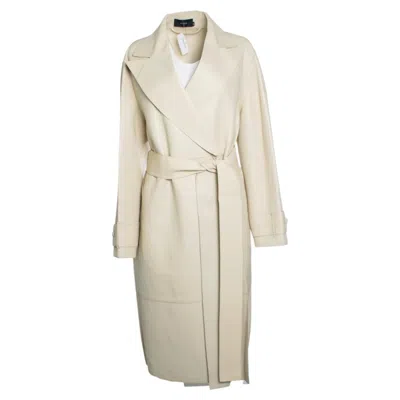 Pre-owned Joseph , Bonded Leather Courty Coat In Sand