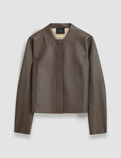 Joseph Bonded Leather Jose Jacket In Carob