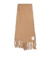 Joseph Womens Camel Bouclé Heavyweight Wool-blend Knitted Scarf In Brown