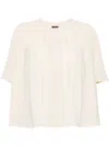 Joseph Bouloi Collarless Pleated Blouse In Neutrals