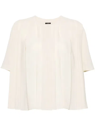 Joseph Bouloi Collarless Pleated Blouse In Neutrals