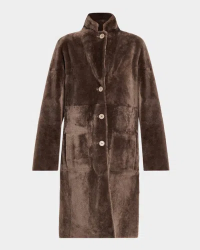Joseph Britanny Reversible Shearling Coat In Brown
