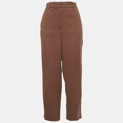 Pre-owned Joseph Brown Crepe Straight Leg Trousers M