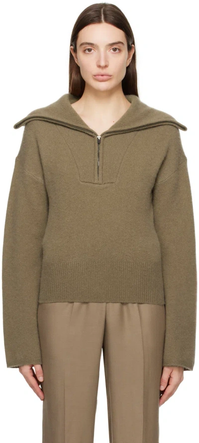 Joseph Brown Half-zip Sweater In 1214 Hickory