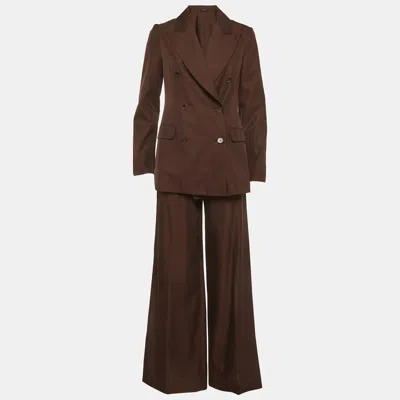 Joseph Brown Silk Blend Double Breasted Blazer & Pantsuits
