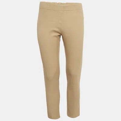 Pre-owned Joseph Brown Stretch Gabardine Tight Fit Leggings M In Beige