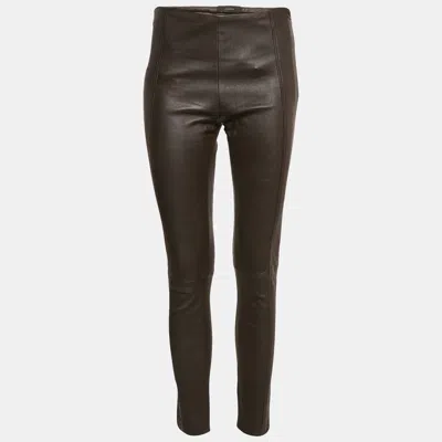 Pre-owned Joseph Brown Stretch Leather Lenny Trousers S