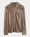 Joseph Brunel Button-down Silk Satin Blouse In Escargot