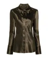 Joseph Brunel Button-down Silk Satin Blouse In Black