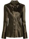 Joseph Brunel Button-down Silk Satin Blouse In Green