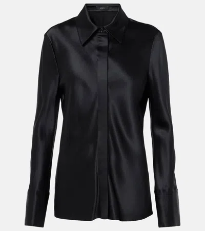Joseph Brunel Silk Satin Blouse In Black