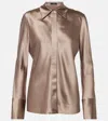 Joseph Brunel Button-down Silk Satin Blouse In Neutrals