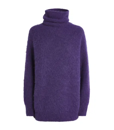 Joseph Brushed Alpaca-blend Meslay Rollneck Sweater In Purple