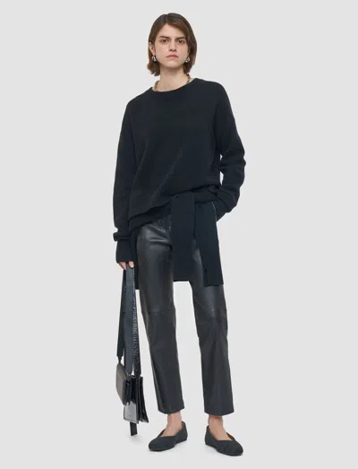 Joseph Brushed Cashmere Round Neck Jumper In Black