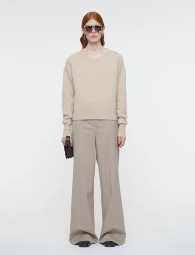 Joseph Brushed Cashmere Round Neck Jumper In Neutral