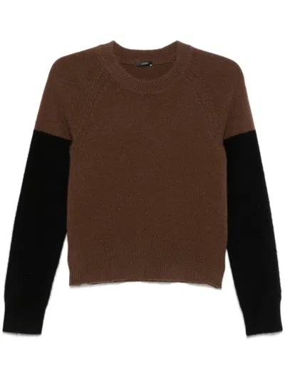 Joseph Brushed Crew-neck Sweater In Arabica/black