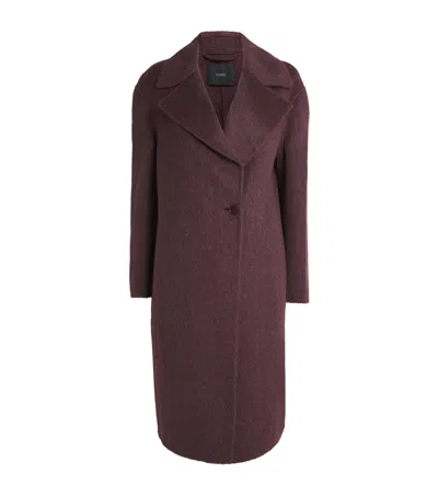 Joseph Brushed Double-faced Alpaca-wool-silk Yves Coat In Brown