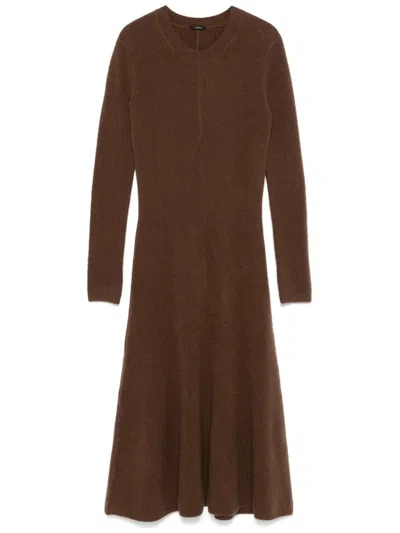 Joseph Brushed Cashmere-blend Midi Dress In Brown