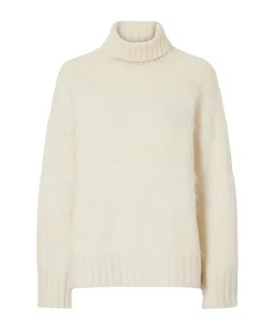 Joseph Mila Brushed Knitted Turtleneck Sweater In White