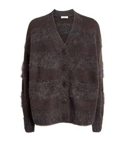 Joseph Brushed Stripe Stra Cardigan In Brown