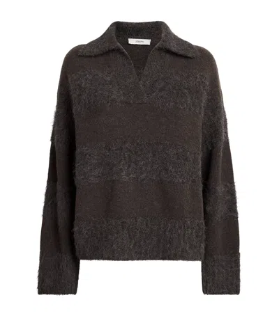 Joseph Brushed Stripe Take Sweater In Brown