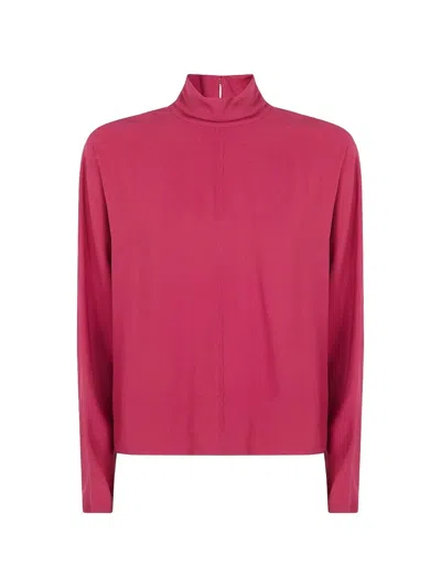 Joseph Womens Mulberry Buick Funnel-neck Crepe Blouse In Red
