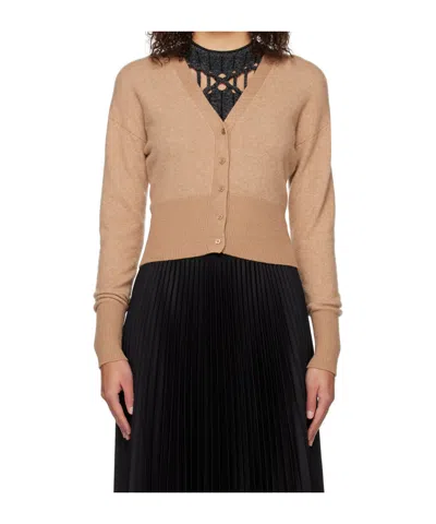 Joseph Button Long Sleeve Sweater In Brown