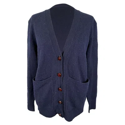 Joseph Buttoned Cardigan In Navy Blue Wool