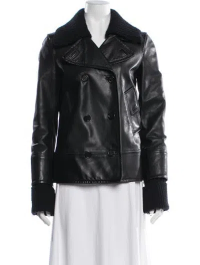 Pre-owned Joseph Calf Leather Biker Jacket In Black