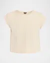 Joseph Cap-sleeve Cotton Jersey & Poplin Ruffle Tee In White