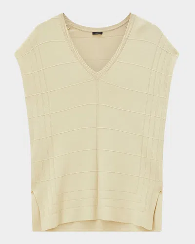 JOSEPH CAP-SLEEVE GRID KNIT TOP