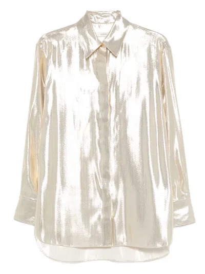 Joseph Capri Metallic Buttoned Top In Multi