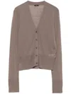 Joseph Cashmere Cardigan With Deep V-neckline In Brown