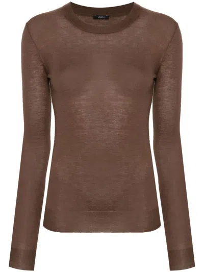 Joseph Cashair Round-neck Sweater In Brown