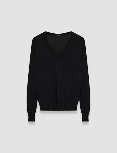Joseph Cashair V Neck Jumper In Black