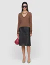 Joseph Cashair V Neck Jumper In Brown