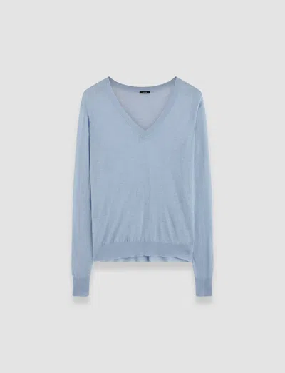 Joseph Cashair V Neck Jumper In Faded Sky