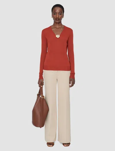 Joseph Cashair V Neck Jumper In Red