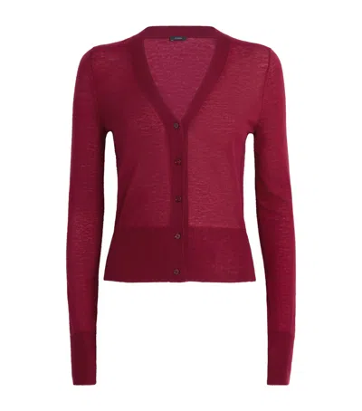 Joseph Cashmere Cashair Cardigan In Burgundy