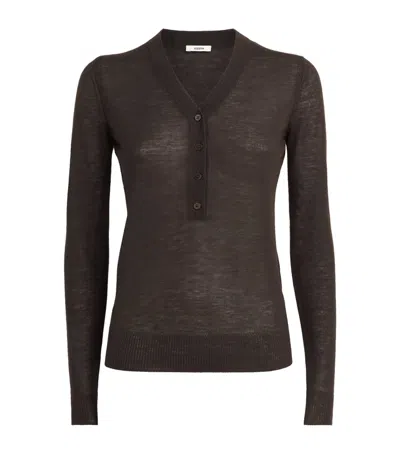 Joseph Cashmere Cashair Gillies Henley Sweater In Brown