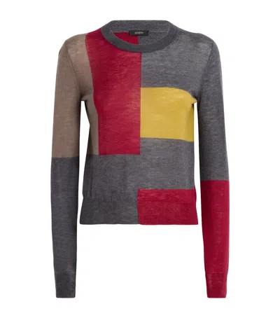 Joseph Cashmere Cashair Overlay Colour-block Sweater In Silver