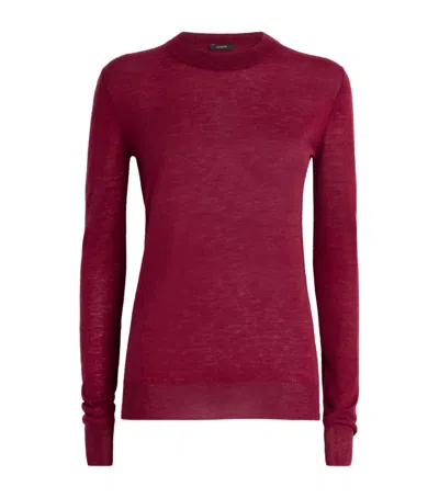 Joseph Cashmere Cashair Round-neck Sweater In Burgundy