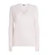Joseph Cashmere Cashair V-neck Sweater In White