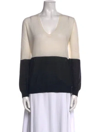 Pre-owned Joseph Cashmere Colorblock Pattern Sweater In Black