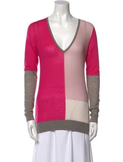 Pre-owned Joseph Cashmere Colorblock Pattern Sweater In Pink
