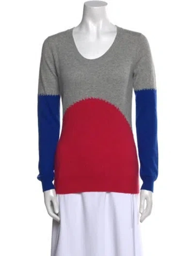 Pre-owned Joseph Cashmere Colorblock Pattern Sweater In Red