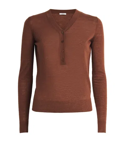 Joseph Cashmere Gillies Henley Sweater In Brown