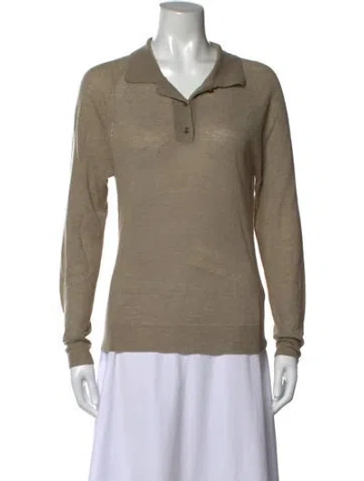 Pre-owned Joseph Cashmere Long Sleeve Polo In Neutrals